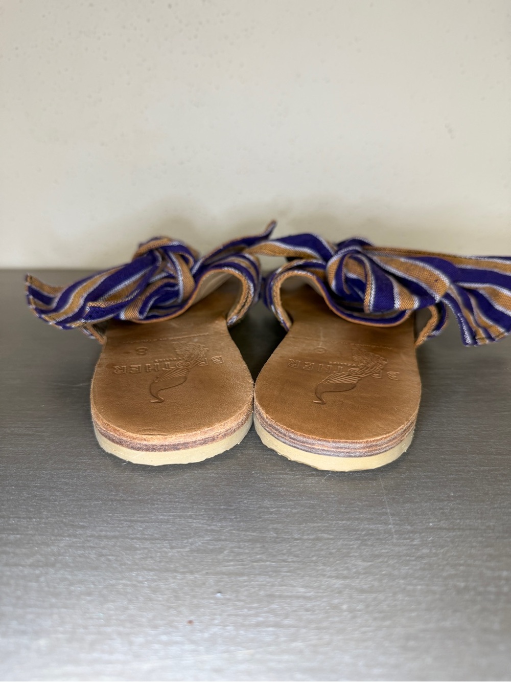 Brother Vellies Burkina Striped Sandals Blue Orange Leather Women’s Sz 8 M - Picture 6 of 8